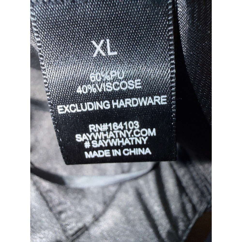 Say What? Bustier Top Black Faux Leather Side Cutout Corset Padded XL Edgy Biker - Picture 4 of 5